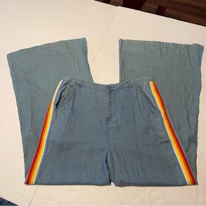 San Joy Jeans Ultra Flare with Rainbow Ribbon Seam - L